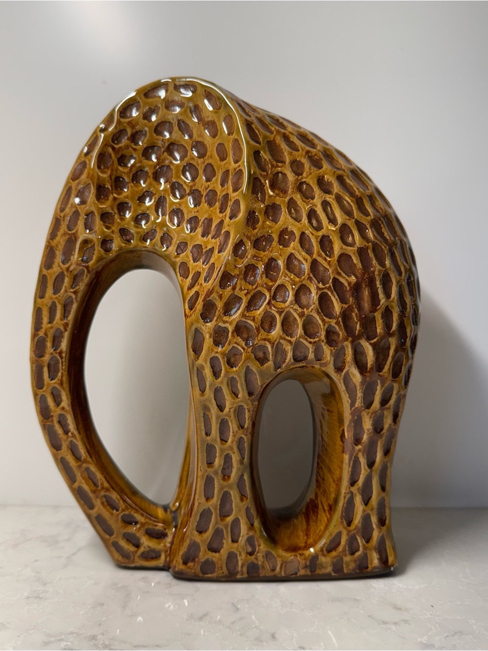 Ceramic Elephant Sculpture in Honey Brown Pier 1